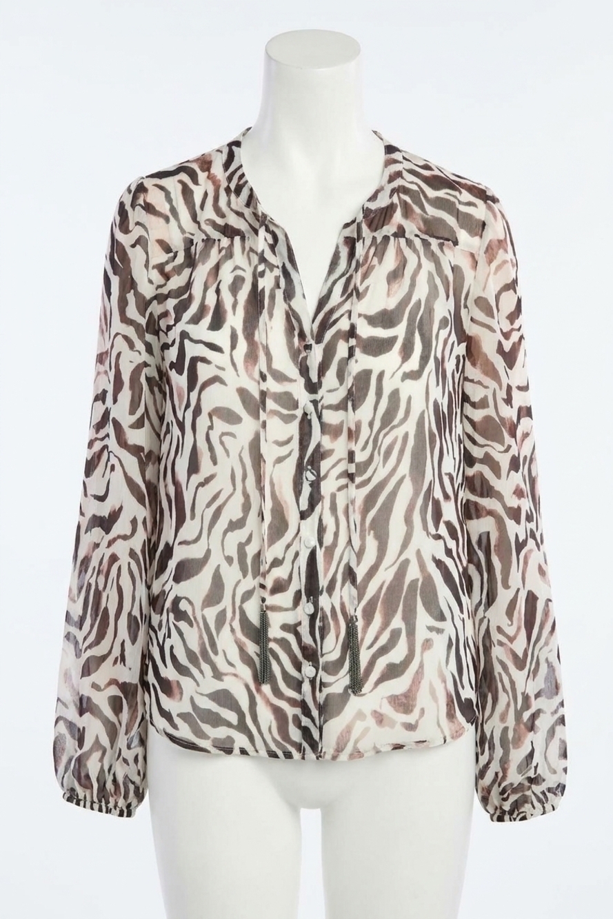 NEW ALLISON NEW YORK theadora blouse in brown zebra